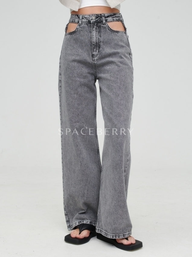 Женские классические широкие джинсы клеш
