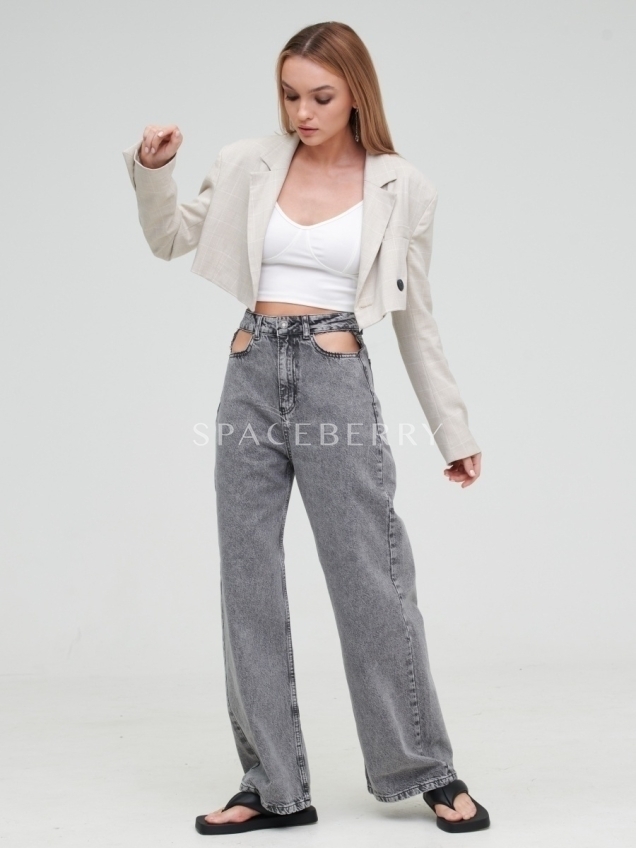 Женские классические широкие джинсы клеш