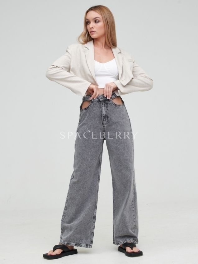 Женские классические широкие джинсы клеш